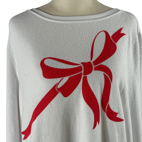 Super soft! WILDFOX White with Red Bow Sweatshirt Size Medium - Picture 8 of 10